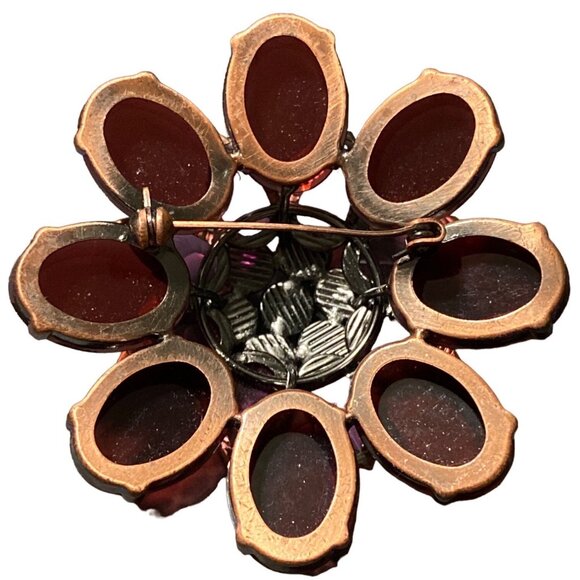 Brooch Flower 2.5 Inches Purple Costume Vintage Jewelry - Picture 3 of 5